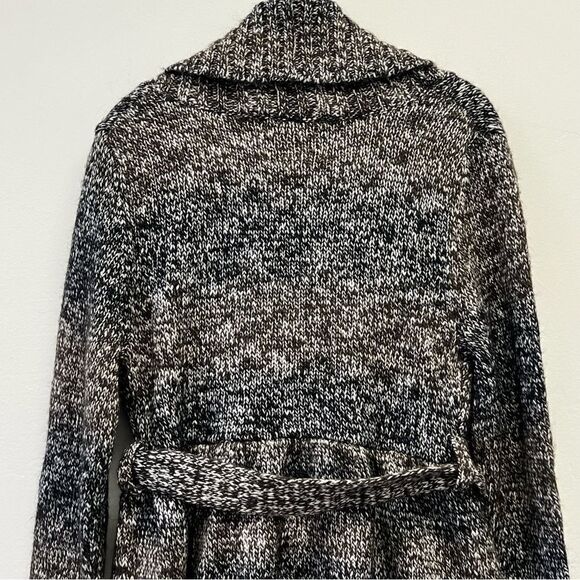 525 America Wool Blend Marled Knit Ombré Fit & Flare Peplum Wrap Cardigan, Med - Picture 9 of 15